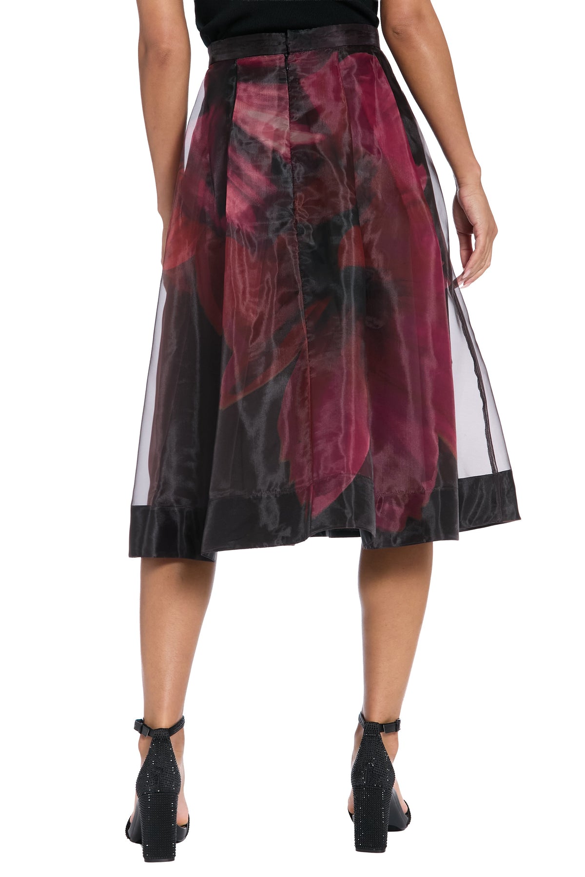 Harlem Pleated Midi Skirt in Bloom Organza