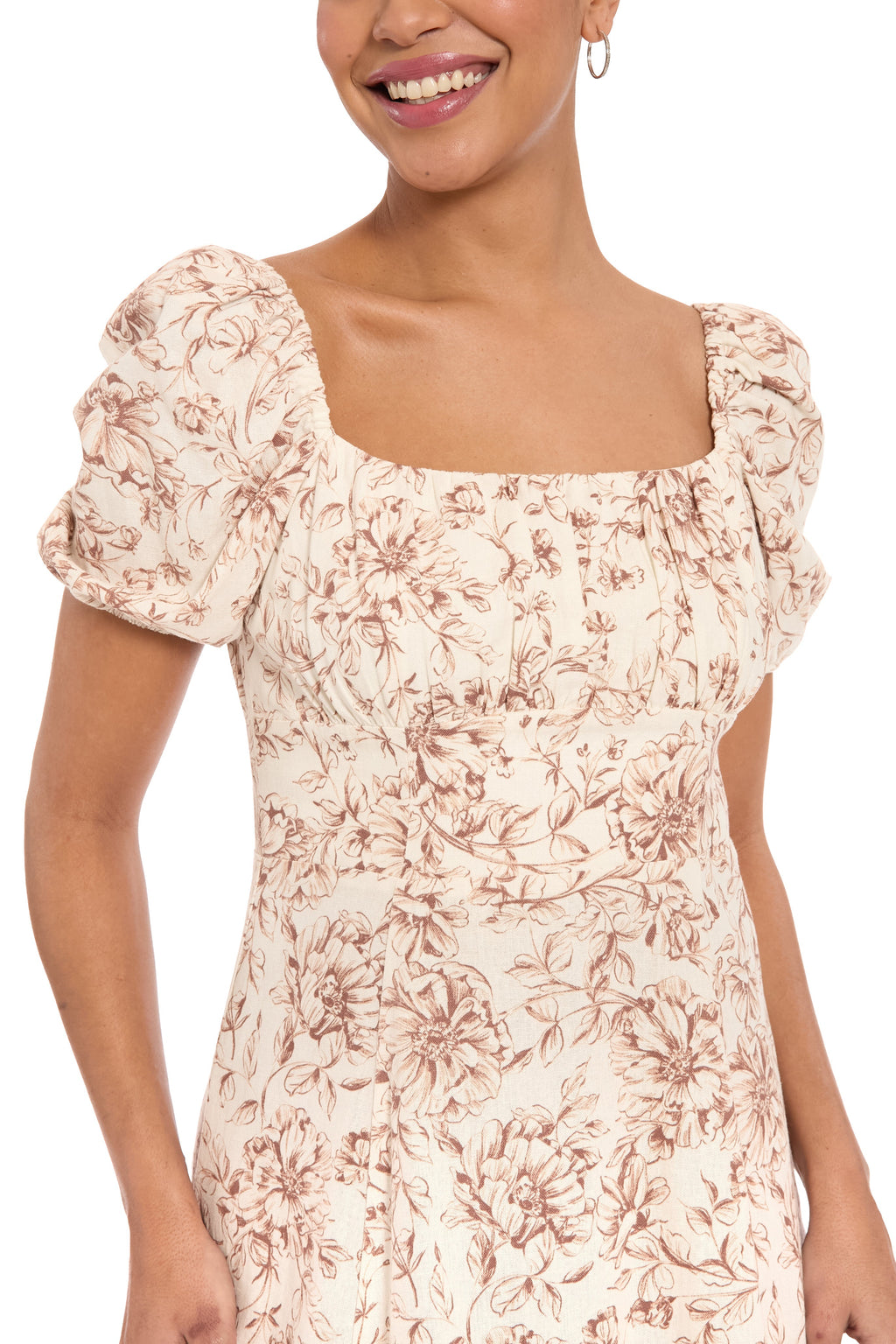Kristin Knee Length in Floral Toile Linen - FINAL SALE