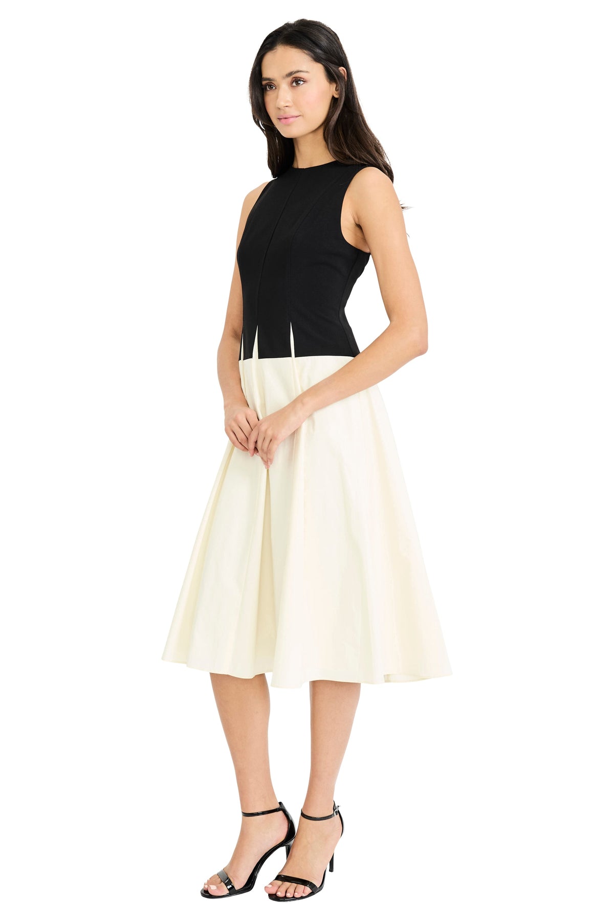 Amala Structured Sleeveless Colorblock Midi Dress