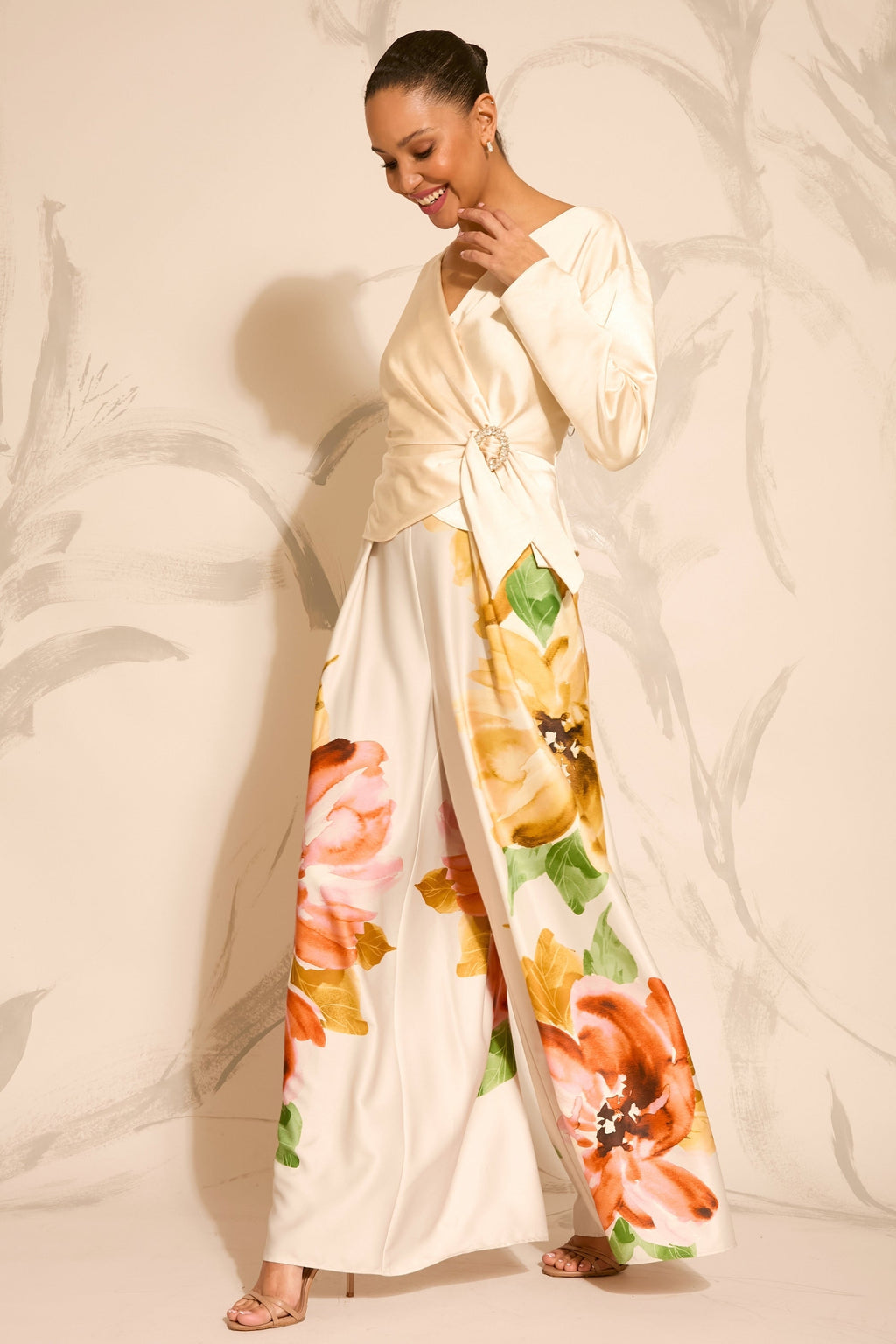 Astor Pleated Wide Leg Pant in Euphoric Blooms