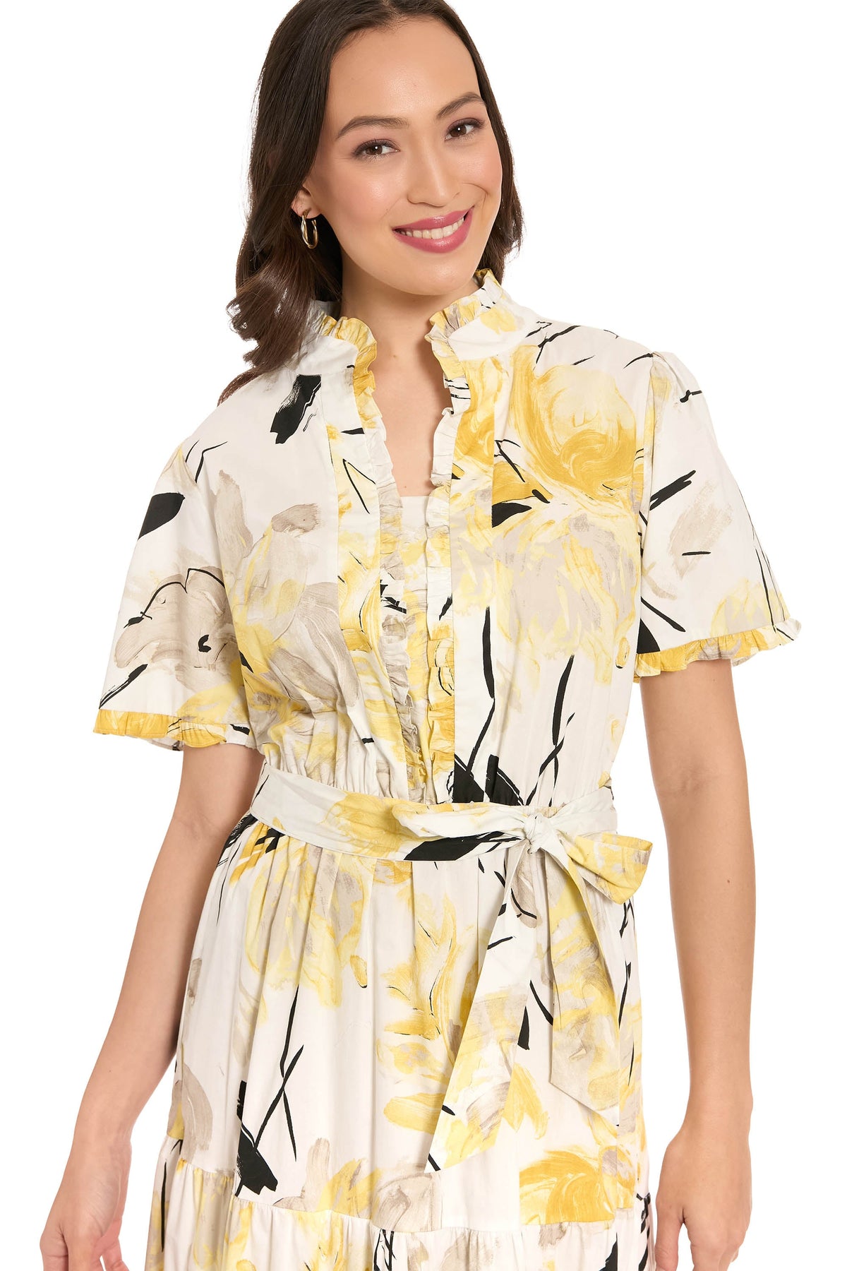 Amilia Flutter Sleeve Belted Tiered Maxi - FINAL SALE