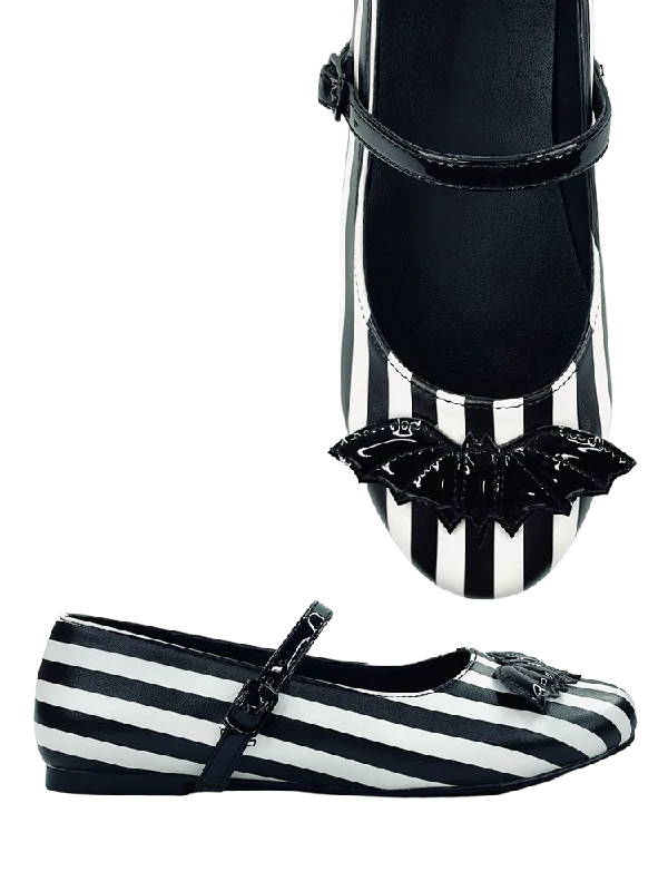 MARY JANE BAT STRIPE - WHITE/BLACK