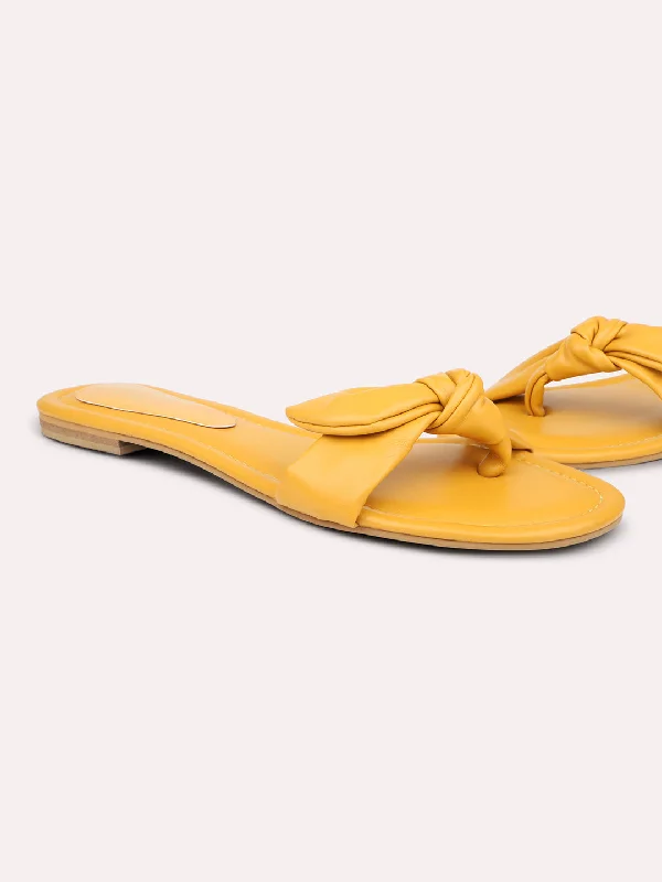 Women Yellow One Toe Flats