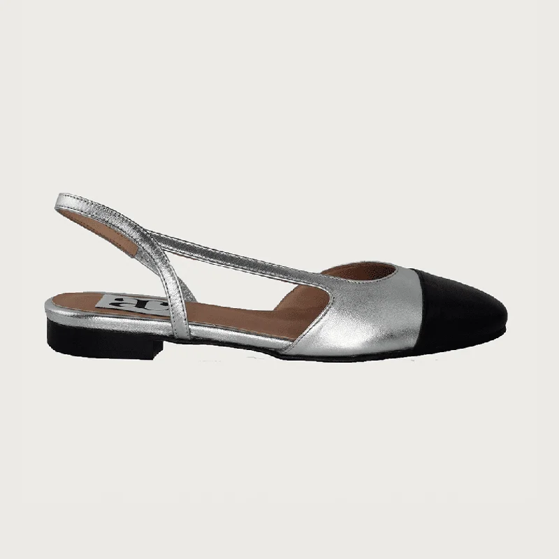 Chloe 10 Slingback Silver-Black Leather