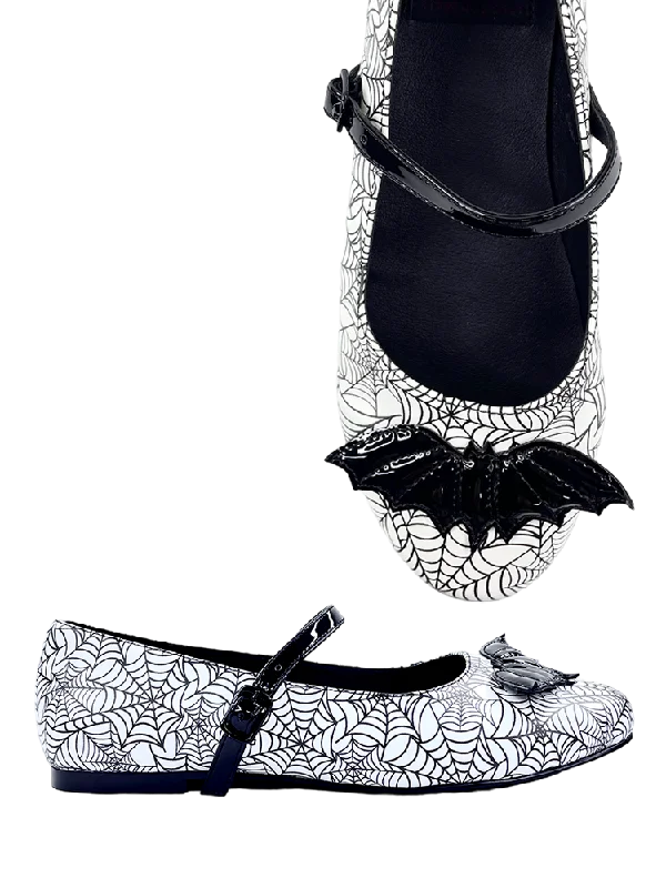 MARY JANE BAT SPIDERWEB - WHITE/BLACK