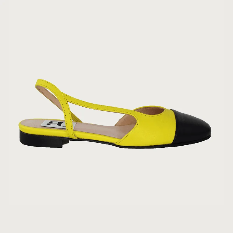 Chloe 10 Slingback Canary Yellow-Black Leather