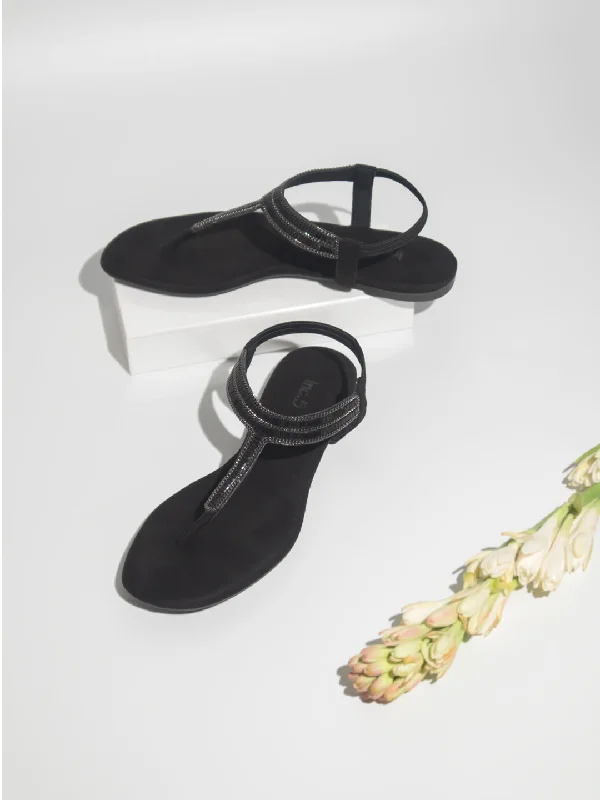 Women Black Embellished Flats