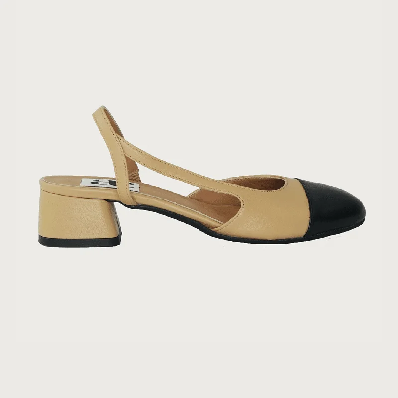 Chloe 30 Slingback Camel-Black Leather