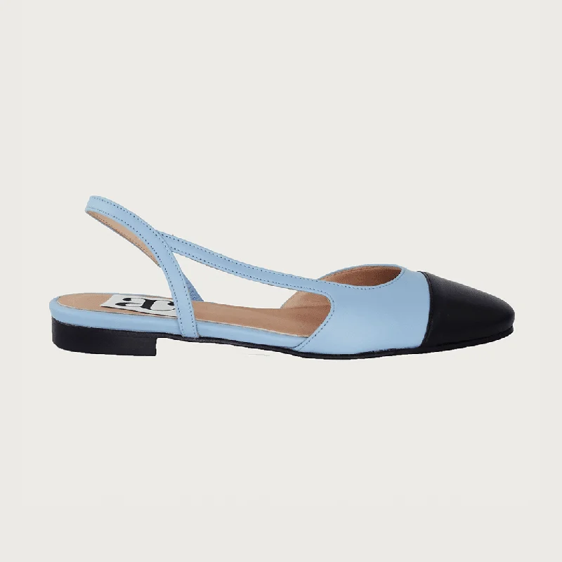 Chloe 10 Slingback Sky Blue-Black Leather