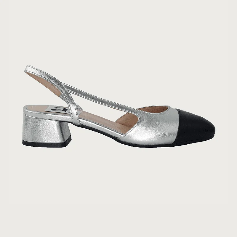 Chloe 30 Slingback Silver-Black Leather