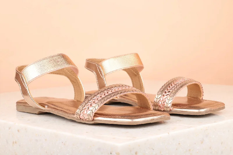 Women Rose Gold Embellished Flats