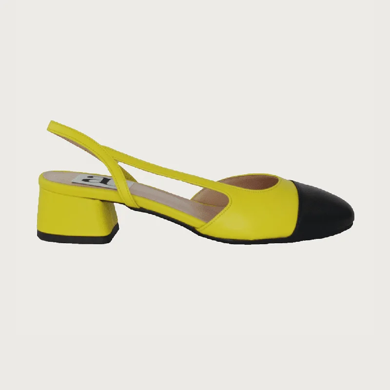 Chloe 30 Slingback Canary Yellow-Black Leather