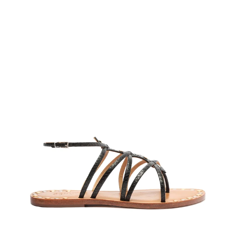 Malaya Casual Snake-Embossed Leather Sandal