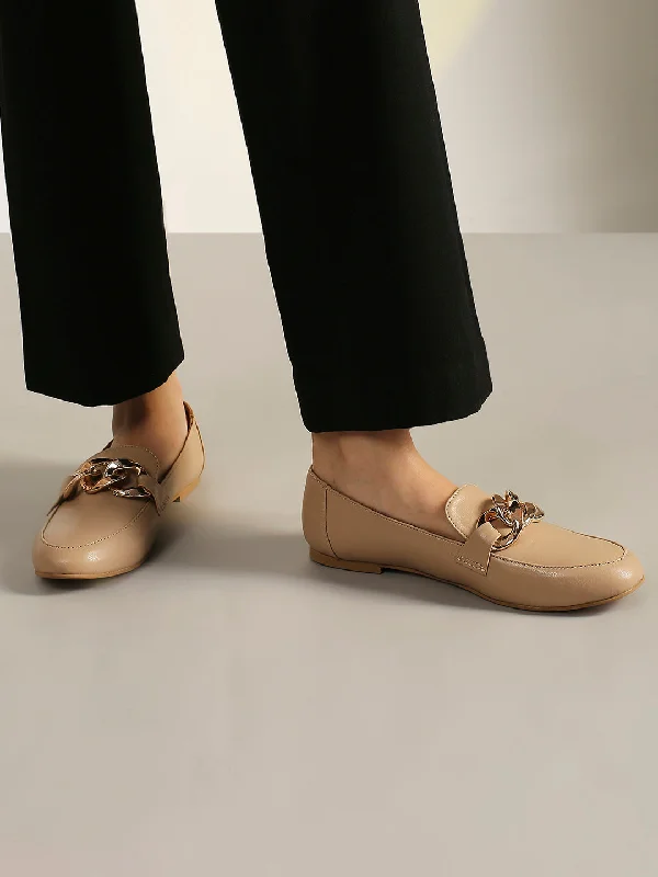 Women Beige Flats Ballerinas