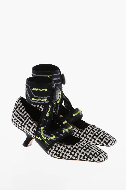 Dior Houndstooth Fabric Pumps With Trek Strap 5Cm