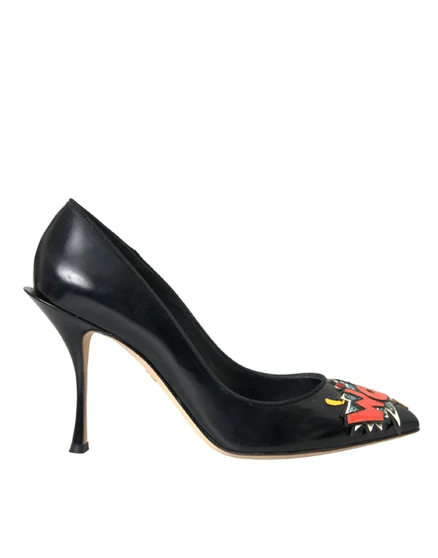 Dolce & Gabbana  Leather WOW Patch Heels Pumps Women's Shoes