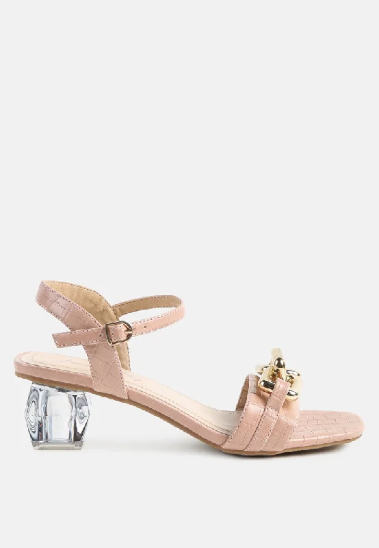 icicle clear low heel chain sandals