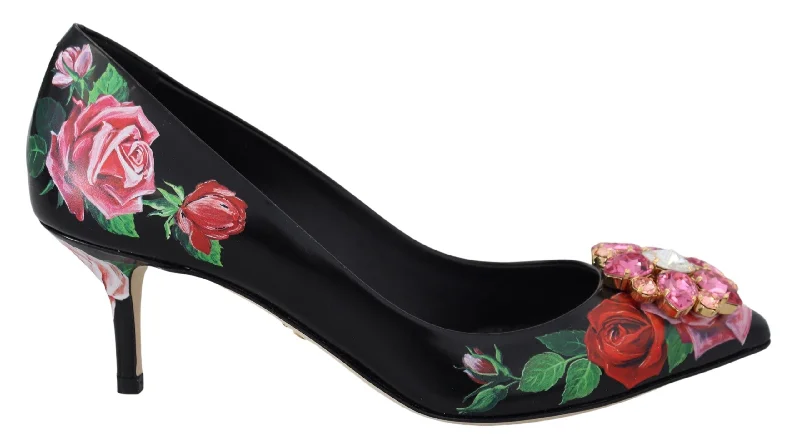 Dolce & Gabbana Elegant Floral Crystal Women's Pumps