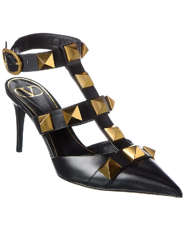 Valentino Roman Stud 80 Leather Ankle Strap Pump