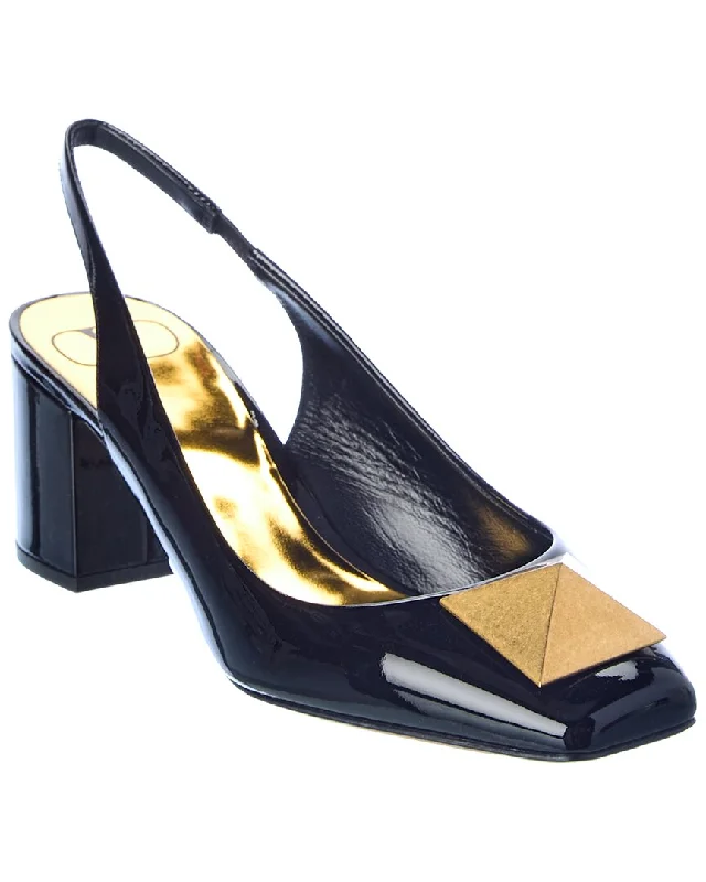 Valentino One Stud 60 Patent Slingback Pump