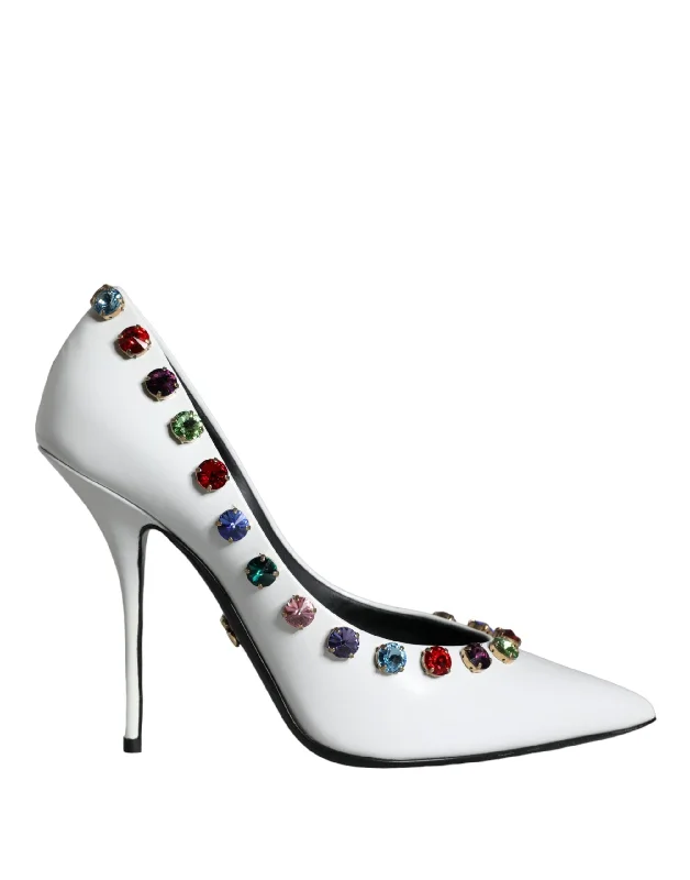 Dolce & Gabbana  Crystal Leather High Heels Pumps Women's Shoes