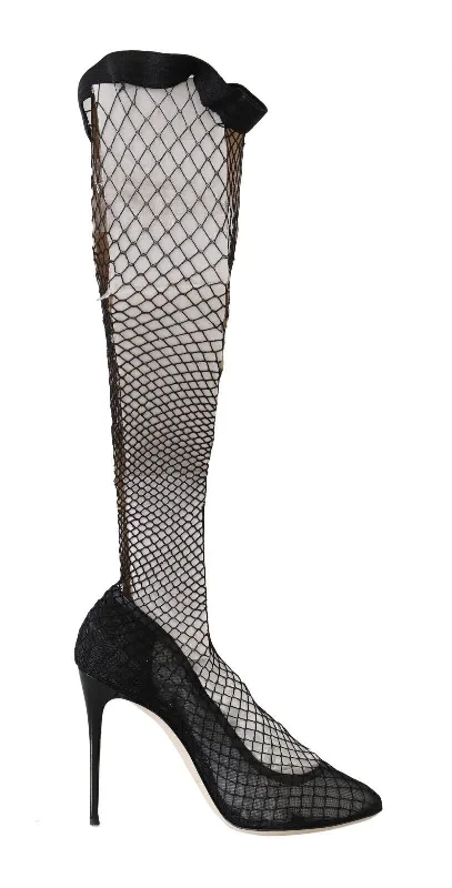 Dolce & Gabbana Elegant Netted Sock Pumps in Timeless Women's