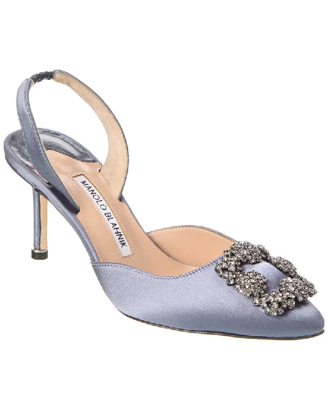 Manolo Blahnik Hangisli 70 Satin Slingback Pump