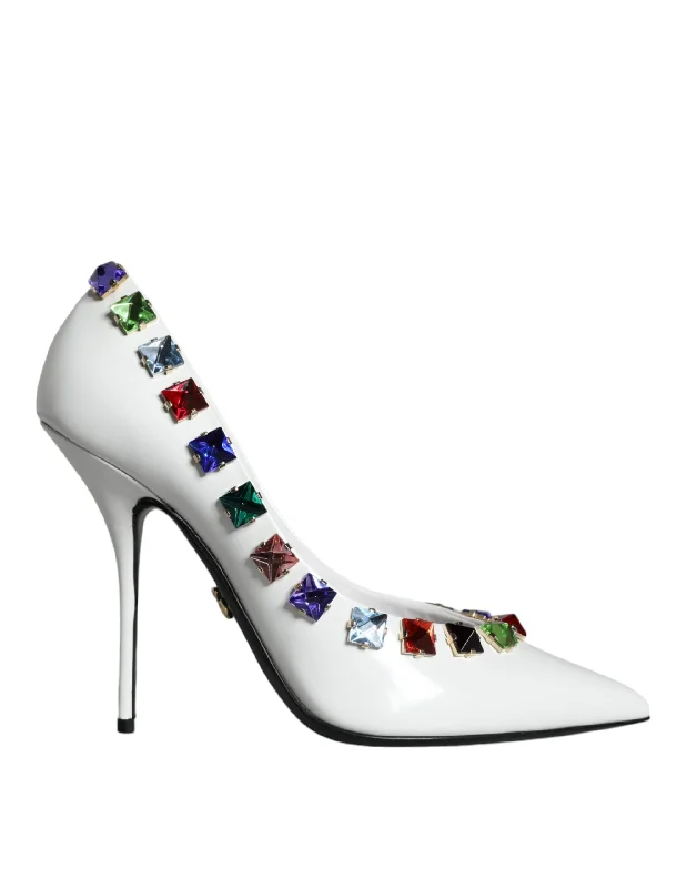 Dolce & Gabbana  Crystals Leather High Heels Pumps Women's Shoes