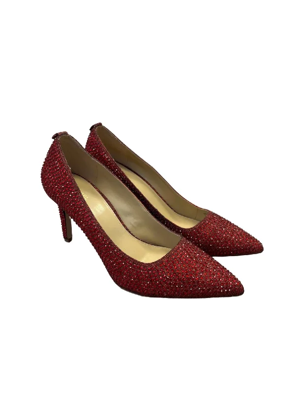 Red Diamond Pointed Toe Heeled Pumps