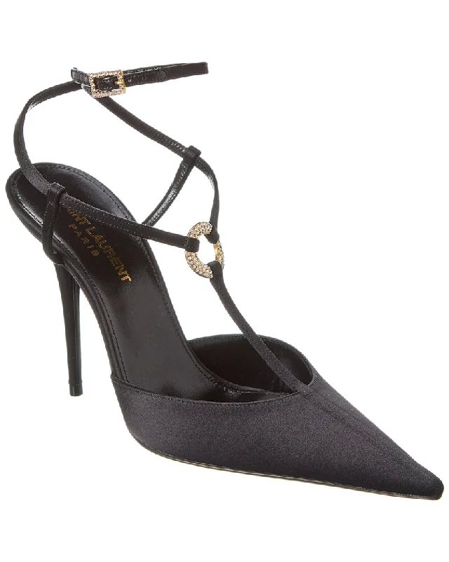 Saint Laurent Luna 105 Satin Slingback Pump