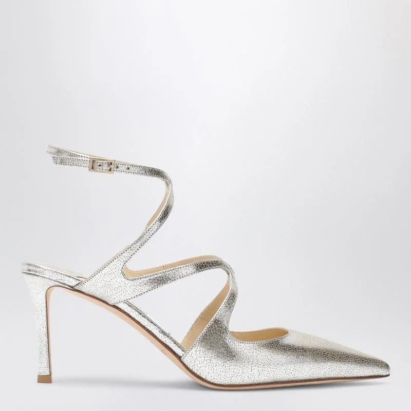 JIMMY CHOO Champagne Sparkle 75 Pumps with Strappy Design