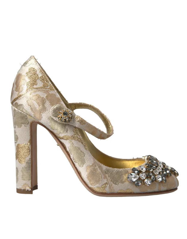 Dolce & Gabbana  Jacquard Crystal Vally Heels Pumps Women's Shoes (Pre-Owned)