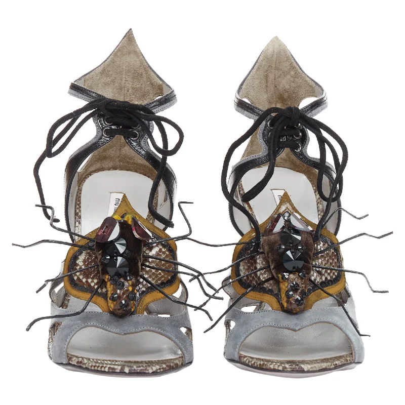 Miu Miu Runway Spider embellished leather heeled sandals