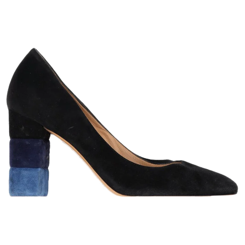 Salvatore Ferragamo Madia 2 Block Heel Pumps in Black Suede