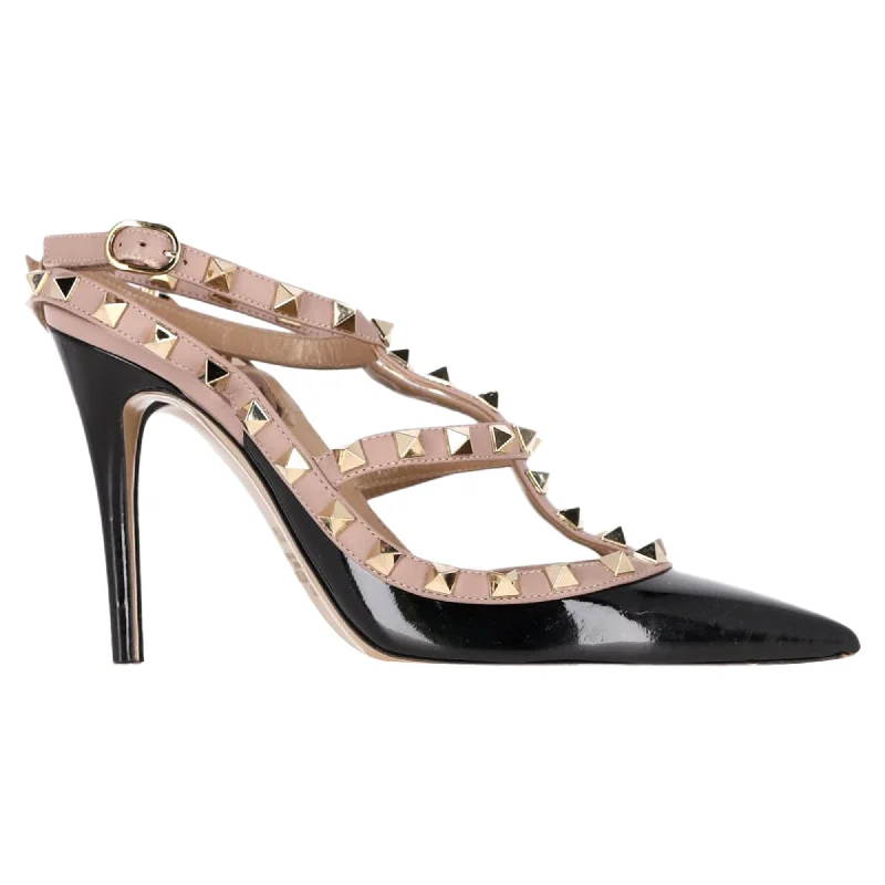 Valentino Garavani Rockstud 100 Pumps in Black Patent Leather