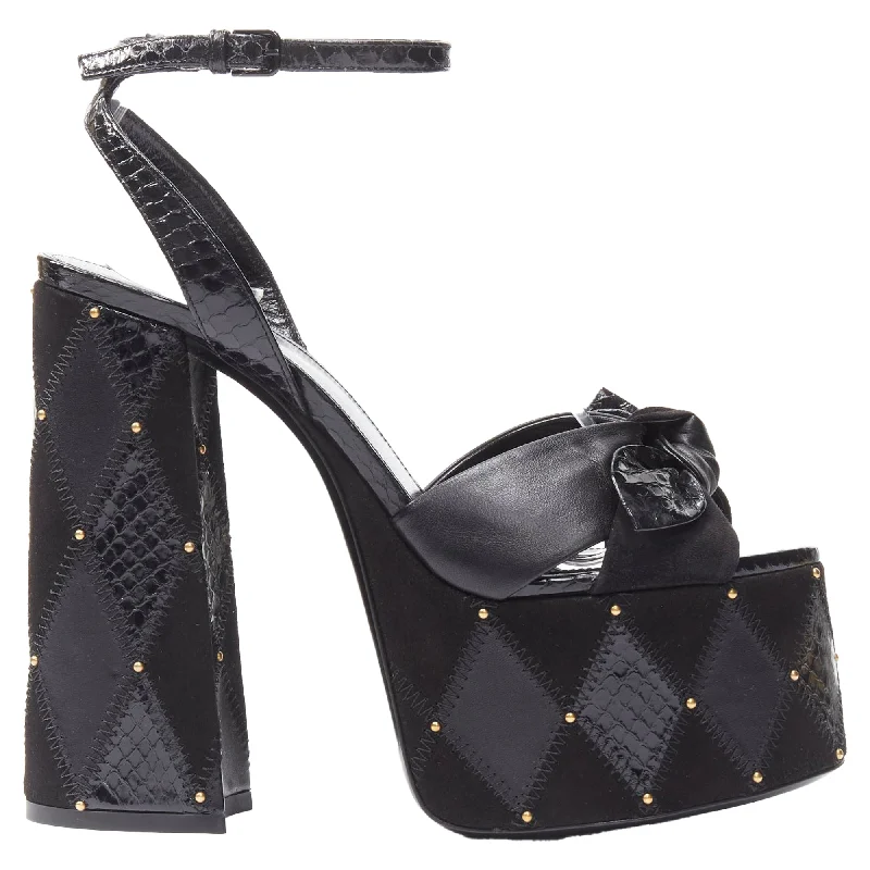 Saint Laurent Paige 85 black stud platform sandals