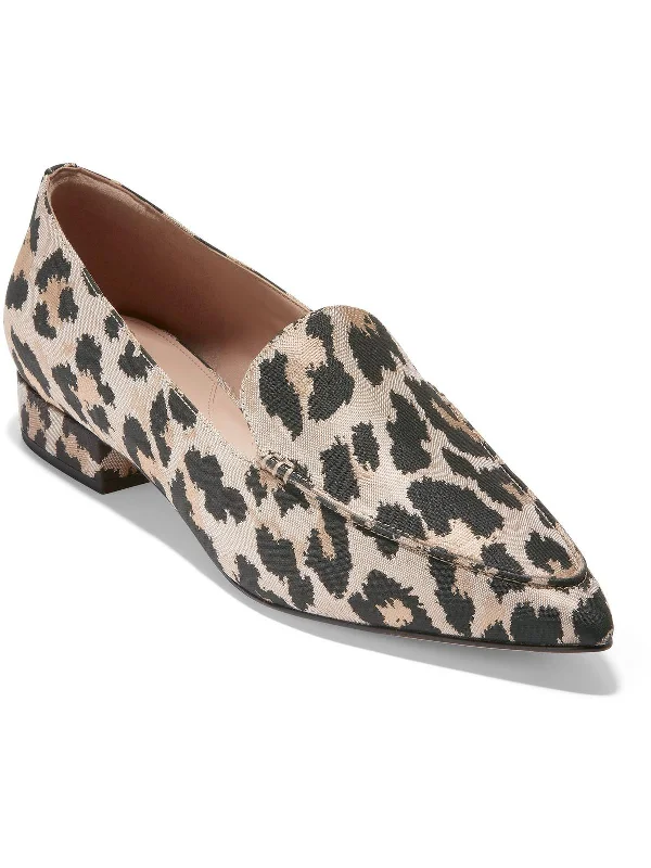 Vivian Loafer Womens Textured Animal Print Loafer Heels