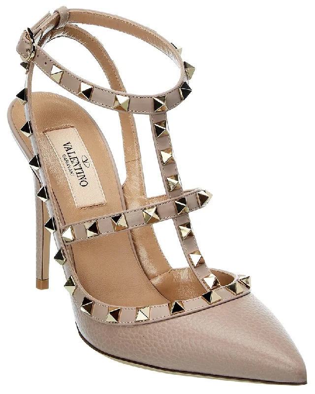 Valentino Rockstud Caged 100 Grainy Leather Pump