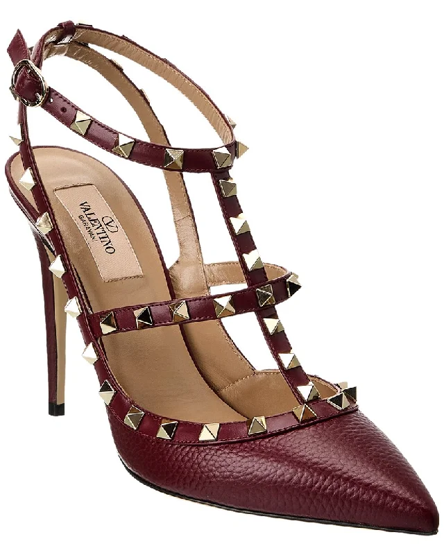 Valentino Rockstud Caged 100 Grainy Leather Pump