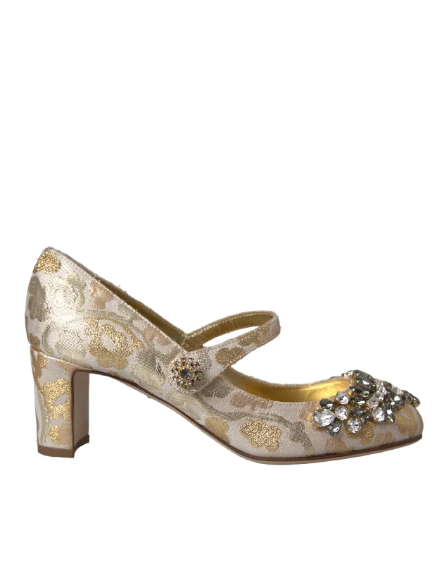 Dolce & Gabbana  Jacquard Crystal Mary Janes Pumps Women's Shoes