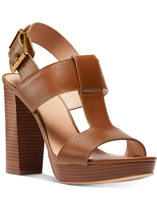 Becker T Strap Womens Leather Peep-Toe T-Strap Heels