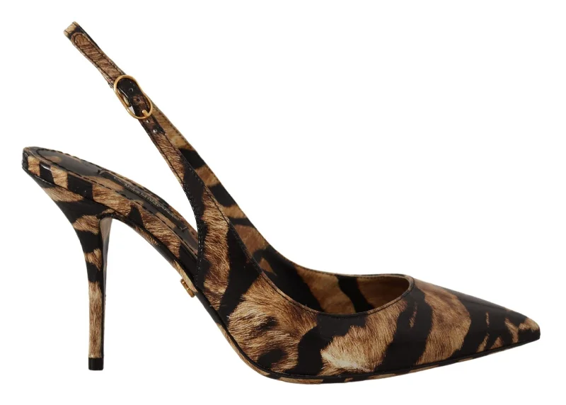 Dolce & Gabbana Tiger Pattern Slingback Heels Women's Pumps