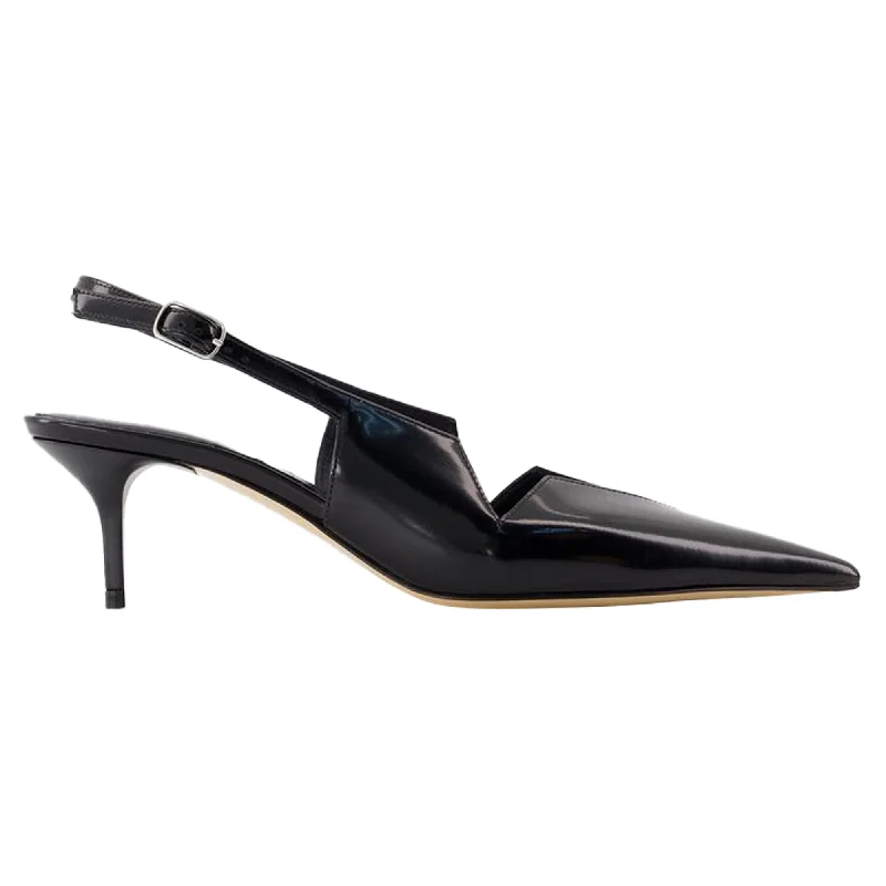 Gloss Star Cut Out Low Stiletto Pumps - Coperni - Leather - Black