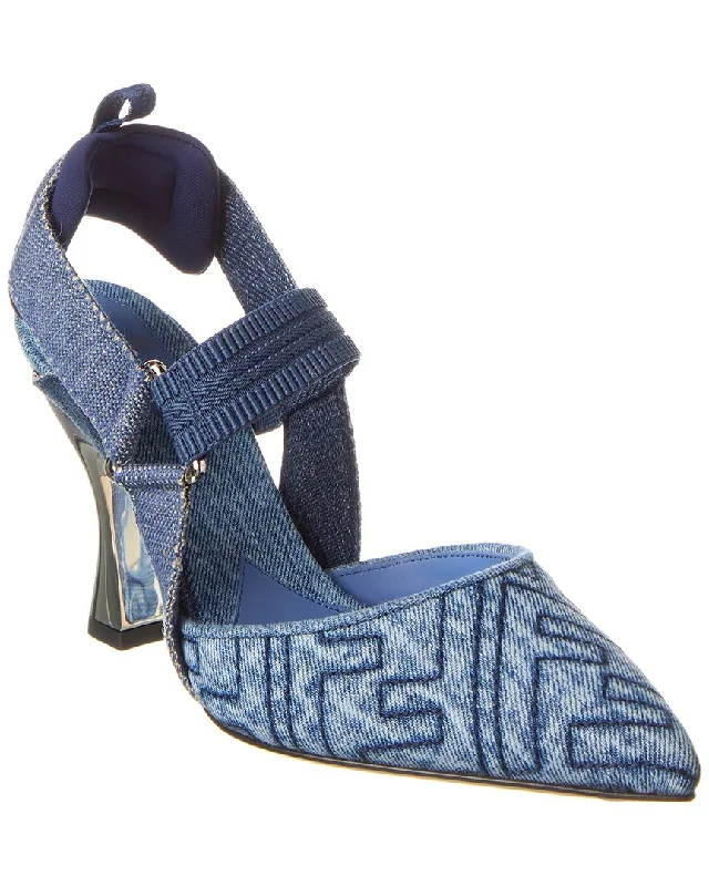 FENDI Colibri FF Denim Slingback Pump