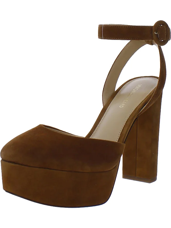 Magda Womens Suede Ankle Strap Platform Heels