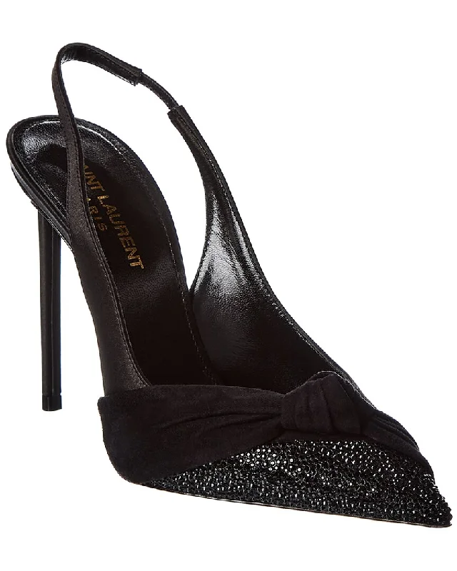 Saint Laurent Zoe 105 Satin & Suede Slingback Pump