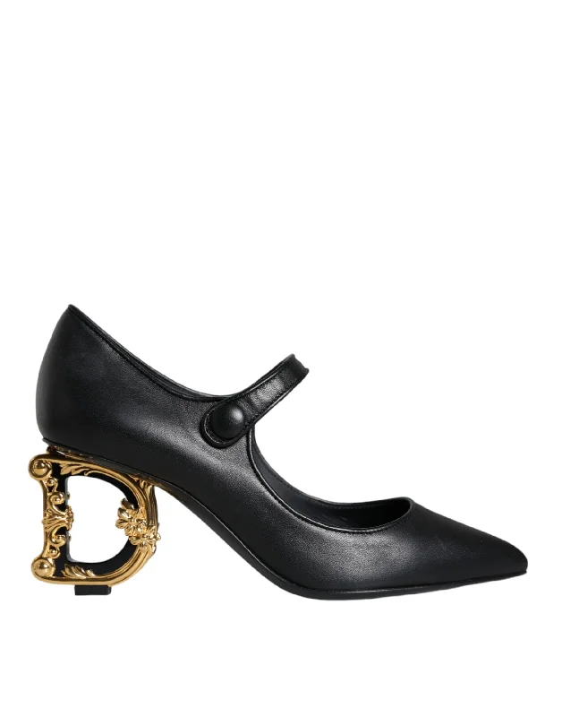 Dolce & Gabbana  Leather Logo Heels Mary Janes Pumps Women's Shoes