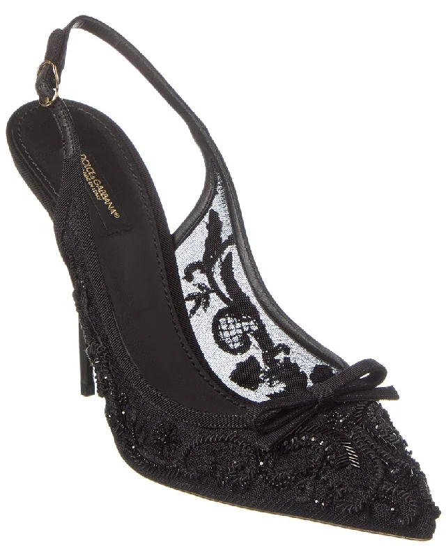 Dolce & Gabbana Knot Detail Mesh Slingback Pump