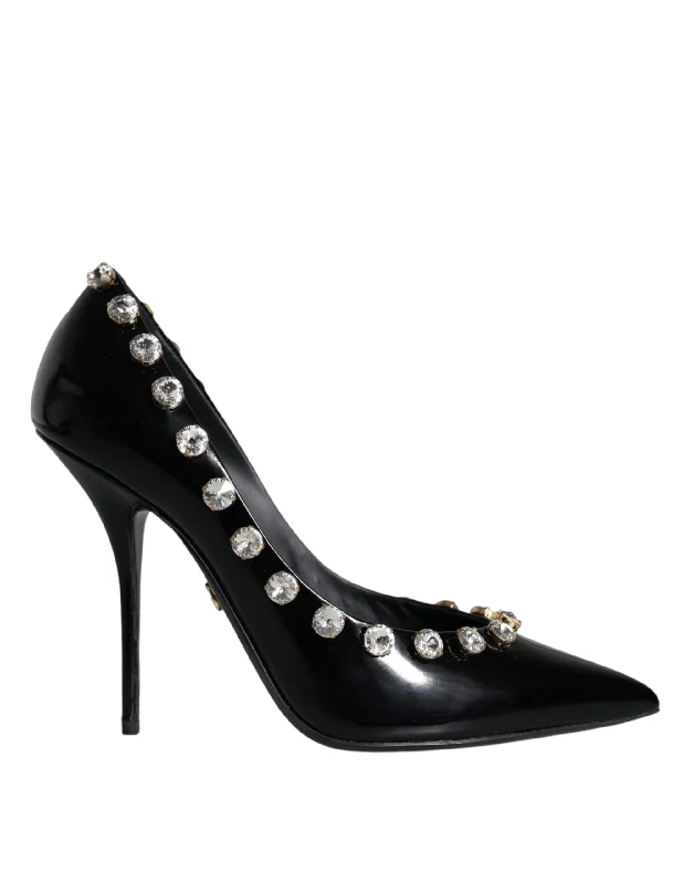 Dolce & Gabbana  Crystals Leather High Heels Pumps Women's Shoes