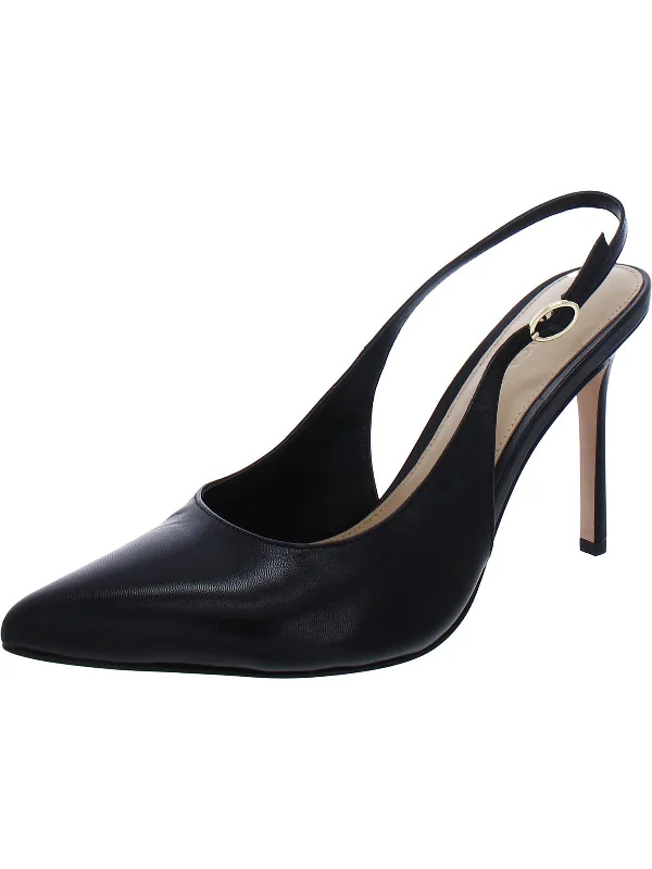 Lisa Womens Patent Leather Pointed Toe Slingback Heels